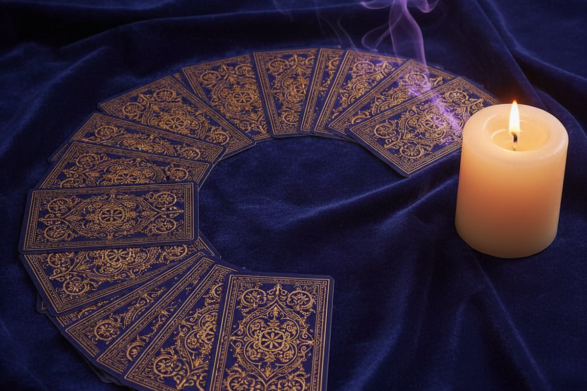 Arcanos mayores del tarot Marsella sobre terciopelo oscuro